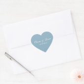 Dusty Blue Name Date Elegant Wedding Hart Sticker (Envelop)