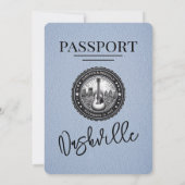 Dusty Blue Nashville Passport Wedding Invitation Kaart (Achterkant)