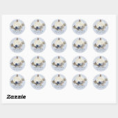 Dusty Blue Navy Bloemen Wit Pompoen Baby shower Ronde Sticker (Vel)