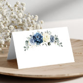 Dusty Blue Navy Champagne Ivoor Floral Wedding Pla