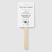 Dusty Blue Navy Champagne Ivoor Programma Hand Fan Handwaaier (Achterkant)