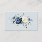 Dusty Blue Navy Champagne Ivoor Wedding Website Informatiekaartje (Achterkant)