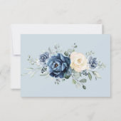 Dusty Blue Navy Champagne Ivory Floral Wedding Bedankkaart (Achterkant)