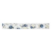 Dusty Blue Navy Champagne Ivory Floral Wedding Lint (Voorkant)