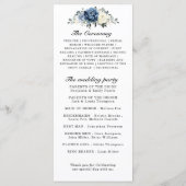 Dusty Blue Navy Champagne Ivory Floral Wedding Programma (Achterkant)