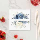 Dusty Blue Navy Champagne Ivory Floral Wedding Servet (Insitu)