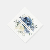 Dusty Blue Navy Champagne Ivory Floral Wedding Servet (Hoek)