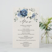 Dusty Blue Navy Champagne Ivory Mariage Menu (Debout devant)