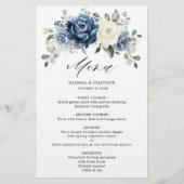 Dusty Blue Navy Champagne Ivory Mariage Menu (Devant)