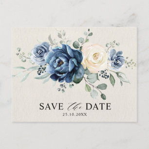 Dusty Blue Navy Champagne Ivory Save the Date Post Briefkaart