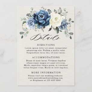 Dusty Blue Navy Champagne Ivory Wedding Details En Informatiekaartje