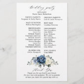 Dusty Blue Navy Champagne Ivory Wedding Programme (Dos)