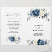 Dusty Blue Navy Champagne Ivory Wedding Programme (Devant)