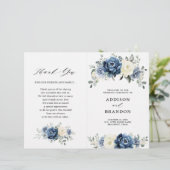 Dusty Blue Navy Champagne Ivory Wedding Programme (Debout devant)