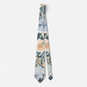 Dusty Blue Navy Flowers Rose Floral Cravate (Devant)