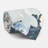 Dusty Blue Navy Flowers Rose Floral Cravate (Roulé)