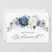 Dusty Blue Navy Greenery Kaart (Voorkant)