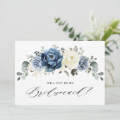 Dusty Blue Navy Greenery Kaart (Staand voorkant)