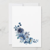 Dusty Blue Navy Ivory Floral Wedding Invitation Kaart (Achterkant)