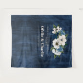 Dusty Blue Navy Ivory Floral Wedding Wall Wandkleed (Voorkant (horizontaal))