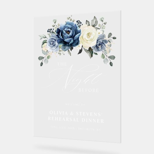 Dusty Blue Navy  Ivory Rehearsal Dinner Welcome (Angle)