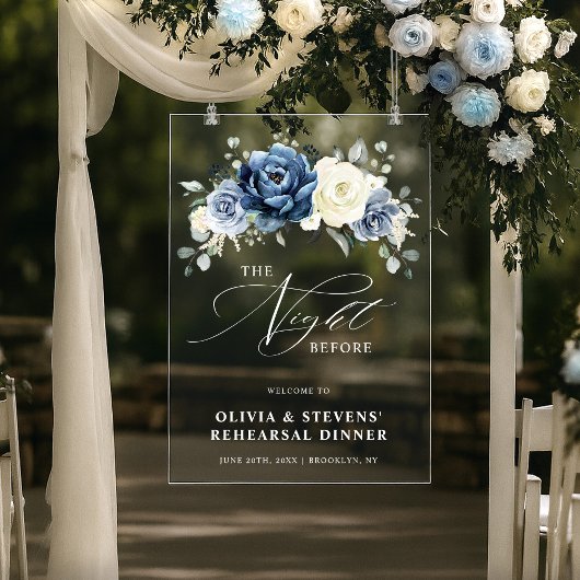 Dusty Blue Navy  Ivory Rehearsal Dinner Welcome