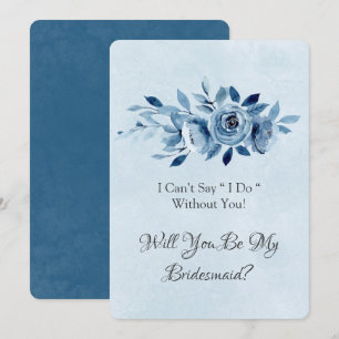 Dusty Blue Navy Peony word mijn Bridesmaid Kaart