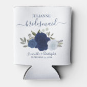 Dusty Blue & Navy Rozen Elegant Bridesmaid Wedding Blikjeskoeler (Voorkant)