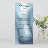 Dusty blue navy waterverf Wedding Menu (Staand voorkant)
