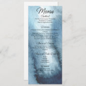 Dusty blue navy waterverf Wedding Menu (Voorkant / Achterkant)