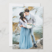 Dusty Blue Navy White Ivory Gold Floral Wedding Kaart (Achterkant)