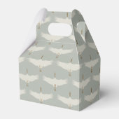 Dusty Blue Neutral Birds Cranes Art Deco Patroon Bedankdoosjes (Voorkant Zijde)