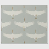 Dusty Blue Neutral Birds Cranes Art Deco Patroon Cadeaupapier (Vlak)