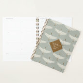 Dusty Blue Neutral Birds Swans Art Déco Monogramme (Devant avec enveloppe)