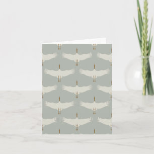 Dusty Blue Neutral Birds Zwanen Art Deco Monogram Kaart