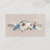 Dusty Blue Neutral Floral Wedding Details Kaart (Achterkant)
