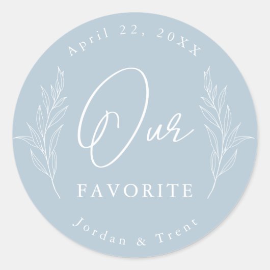 Dusty Blue Notre Sticker préféré de mariage Favor (Devant)