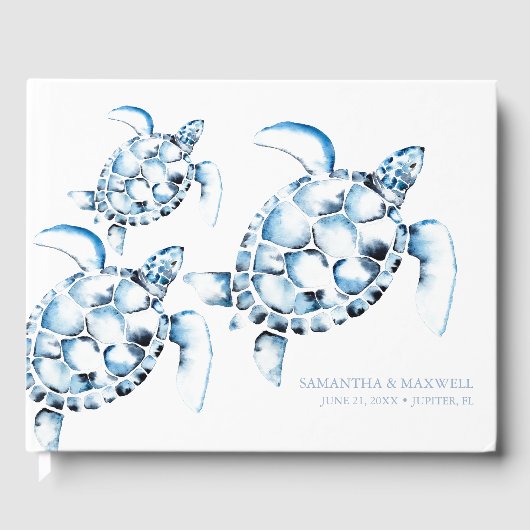 Dusty Blue Ocean Wedding Gastenboek (Voorkant)