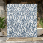 Dusty Blue Octopus Design Douche rideau