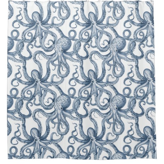Dusty Blue Octopus Design Douche rideau (Devant)