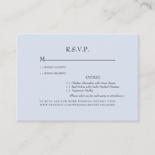 Dusty Blue Options Bruiloft RSVP Behuizing Informatiekaartje (Voorkant)