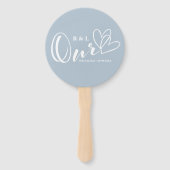 Dusty Blue Our Hearts Wedding / Jubileum Handwaaier (Achterkant)