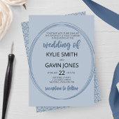 Dusty Blue Oval Faire-part de mariage