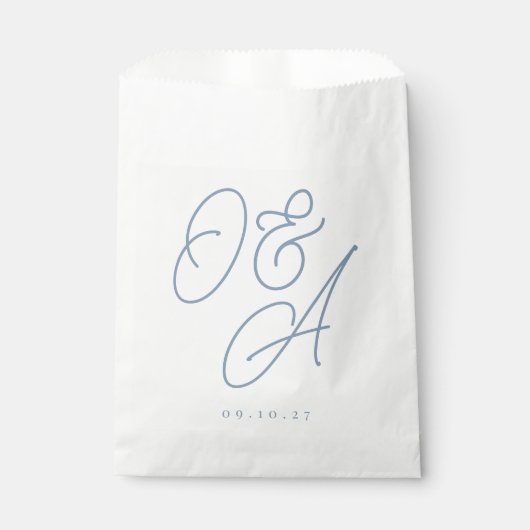 Dusty Blue Oversize Script Monogram Weddenschap Bedankzakje (Voorkant)