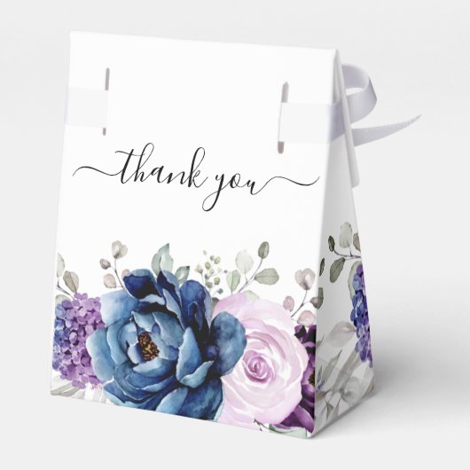 Dusty Blue Paars Blooms Weddenschap Bedankt Bedankdoosjes (Achterkant)