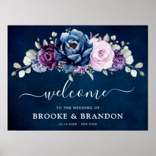 Dusty Blue Paars Navy Lila Bloom Weddenschap Welko Poster