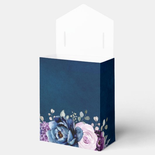 Dusty Blue Paars Navy Lila Blooms Vrijgezellenfees Bedankdoosjes (Geopend)