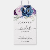 Dusty Blue Paars Navy Lila Blooms Vrijgezellenfees Cadeaulabel (Achterkant)
