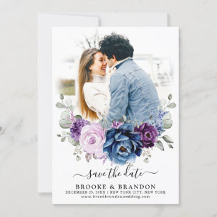 Dusty Blue Paars Navy Lila Blooms Weddenfoto Save The Date