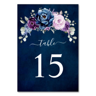 Dusty Blue Paars Navy Lila Blooms Weddenlijst Kaart